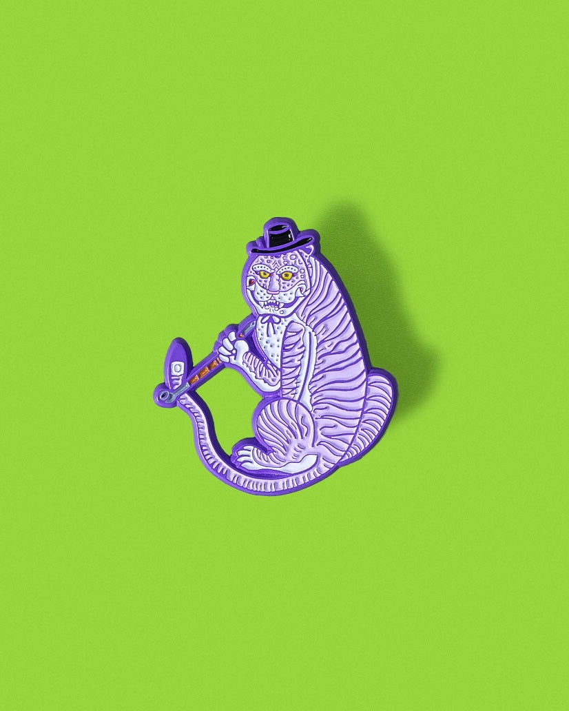 Tiger Smoking Pipe Enamel Pin